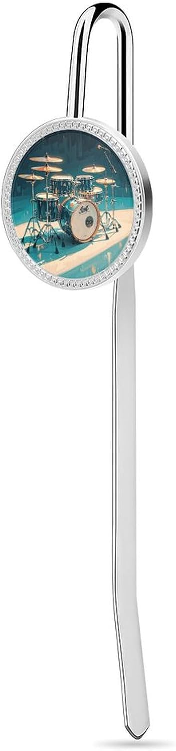 1.2″ Personalized Metal Bookmarks Cool Drums Set Printed Cool Bookmarks for Women Vintage Bookmark Hook Book Clip for Bookworm Bookmate Gift