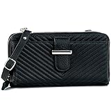 [Ｌａｄｙ　Ｃｉｃｉ] お財布ショルダー スマホ ショルダー レディース ウォレットショルダー お財布機能付き ショルダーバッグ 大容量 スマホポーチ イタリア産本牛革 2way 斜めがけ 肩掛け プレゼント クリスマス (ブラック)