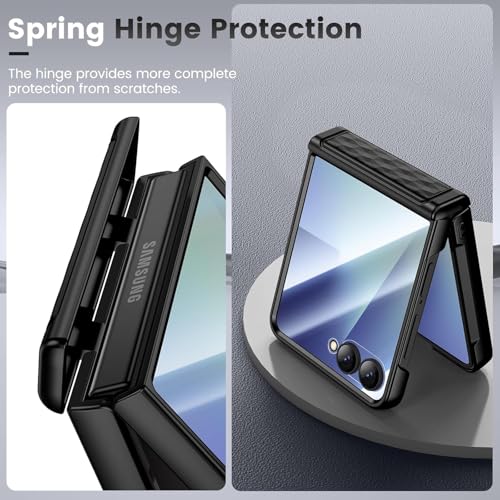 Image of Kapa Geometric Hinge Protection Back Cover for Samsung Galaxy Z Flip7 / Flip 7 | with [Inbuilt Glass] Full Body Shockproof Hard Back Case (Black)