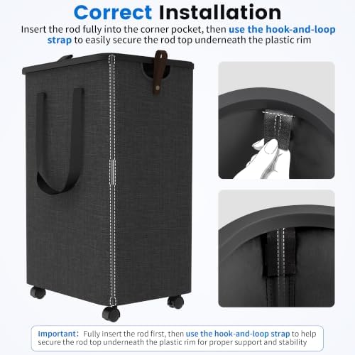Laundry Basket with 5 Wheels, Rolling Laundry Hamper, 75L, Deep Gray - 4