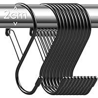 10 Pack 10cm Large S Hooks for Hanging with Safety Buckle- Heavy Duty Solid Metal Steel Black S Shaped Closet Hooks for Hanging Plants, Kitchen Utensils, Jeans, Bags, Pots, Fit Most of Rod