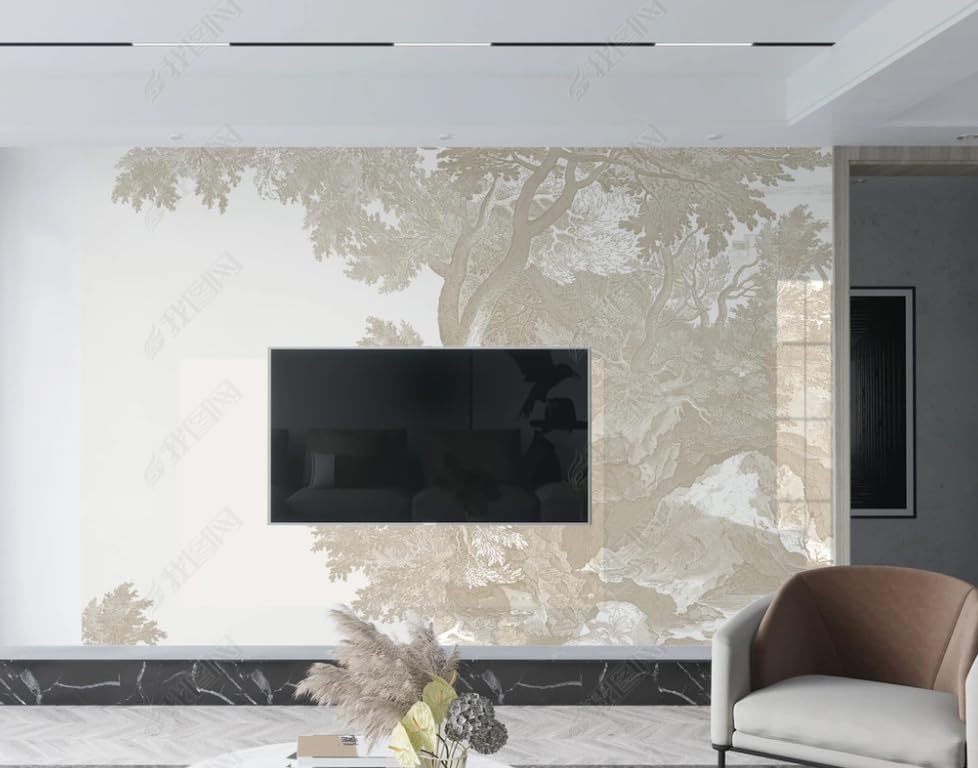 Poster géant mural paysage au trait pour créer un salon zen et épuré