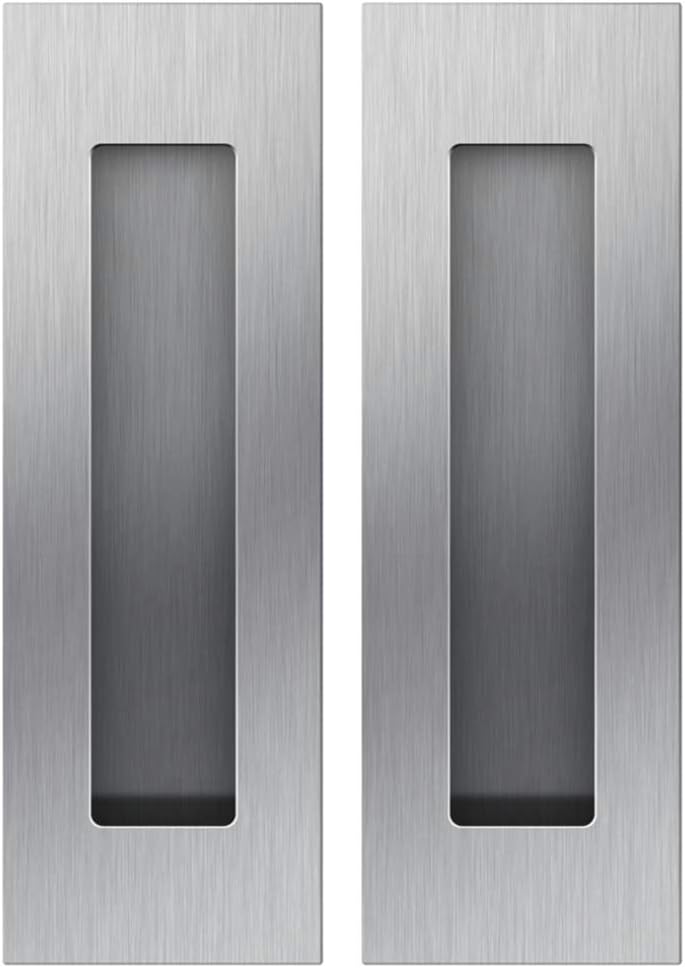 Flush Pull (2 Pack) 6" Rectangular-Satin Brushed, Free of Sharp Edge