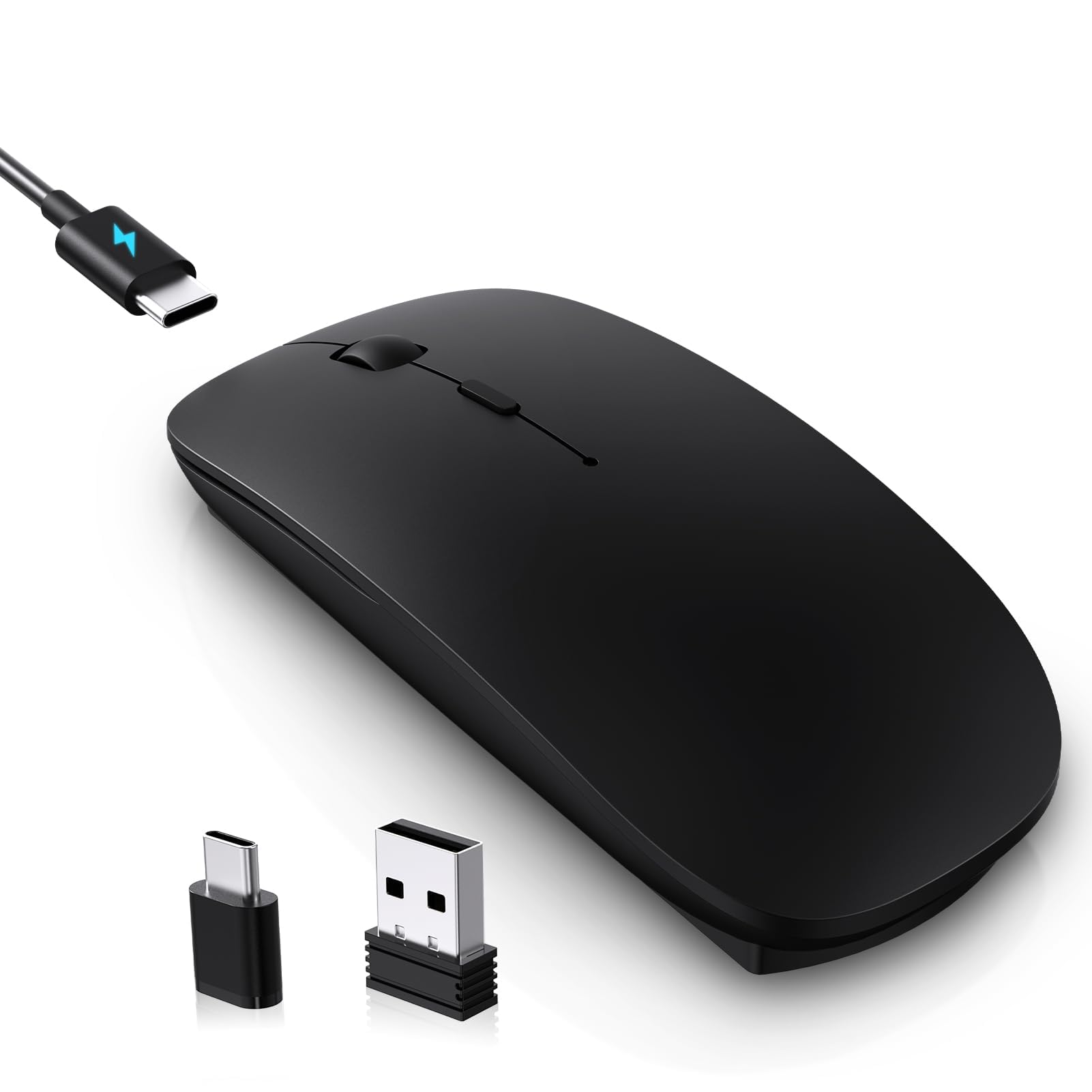 Amazon | USB A & Type C マウス 無線 薄型 ポータブル 静音 充電式 