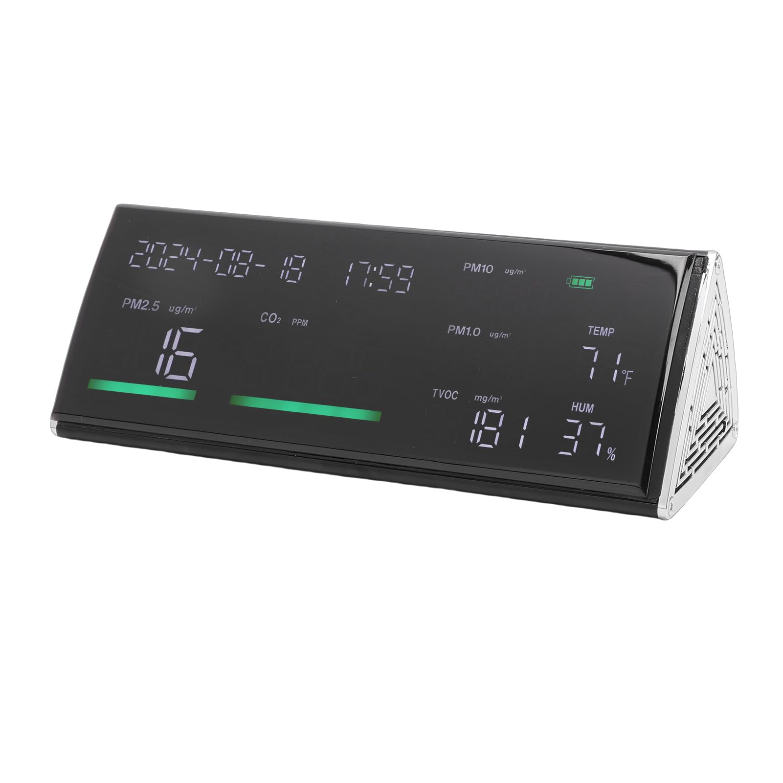 Monitor Integral de Calidad del Aire Detector de CO2 Portátil para PM1.0 TVOC Temperatura Humedad Probador de Aire Doméstico para Monitoreo Continuo (Negro)