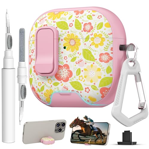 Image of for AirPods 4 Case with Safty Lock & Phone Stand,Cute Floral Pattern Style