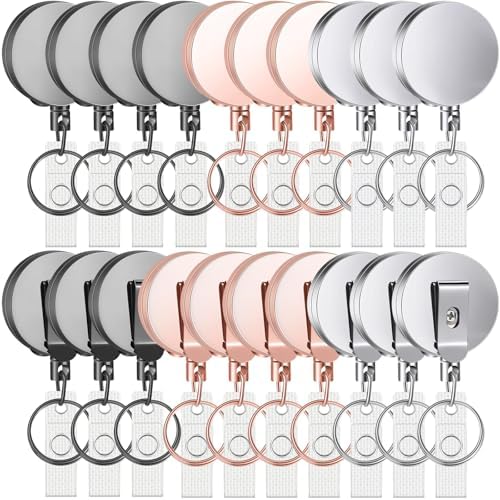 14 Pack Retractable Badge Holder Viaky Mixed Colors Carabiner Badge Reel With Clips For Key Ring And