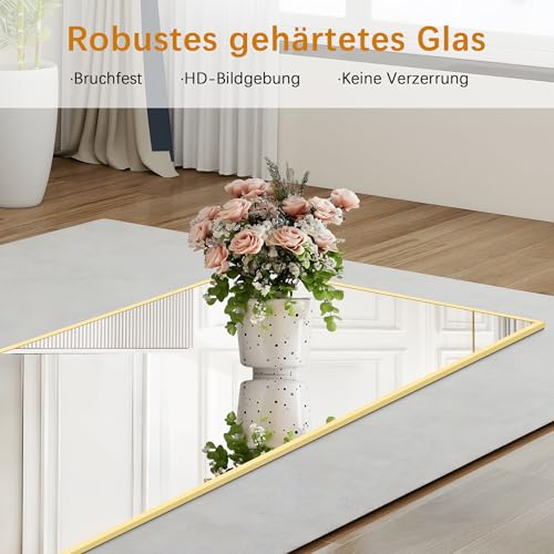 Weare Home Espejo de Cuerpo Entero 147x44 cm, de Pie y Pared, Marco de Aluminio Aleado y Soporte, Dorado - imagen 3