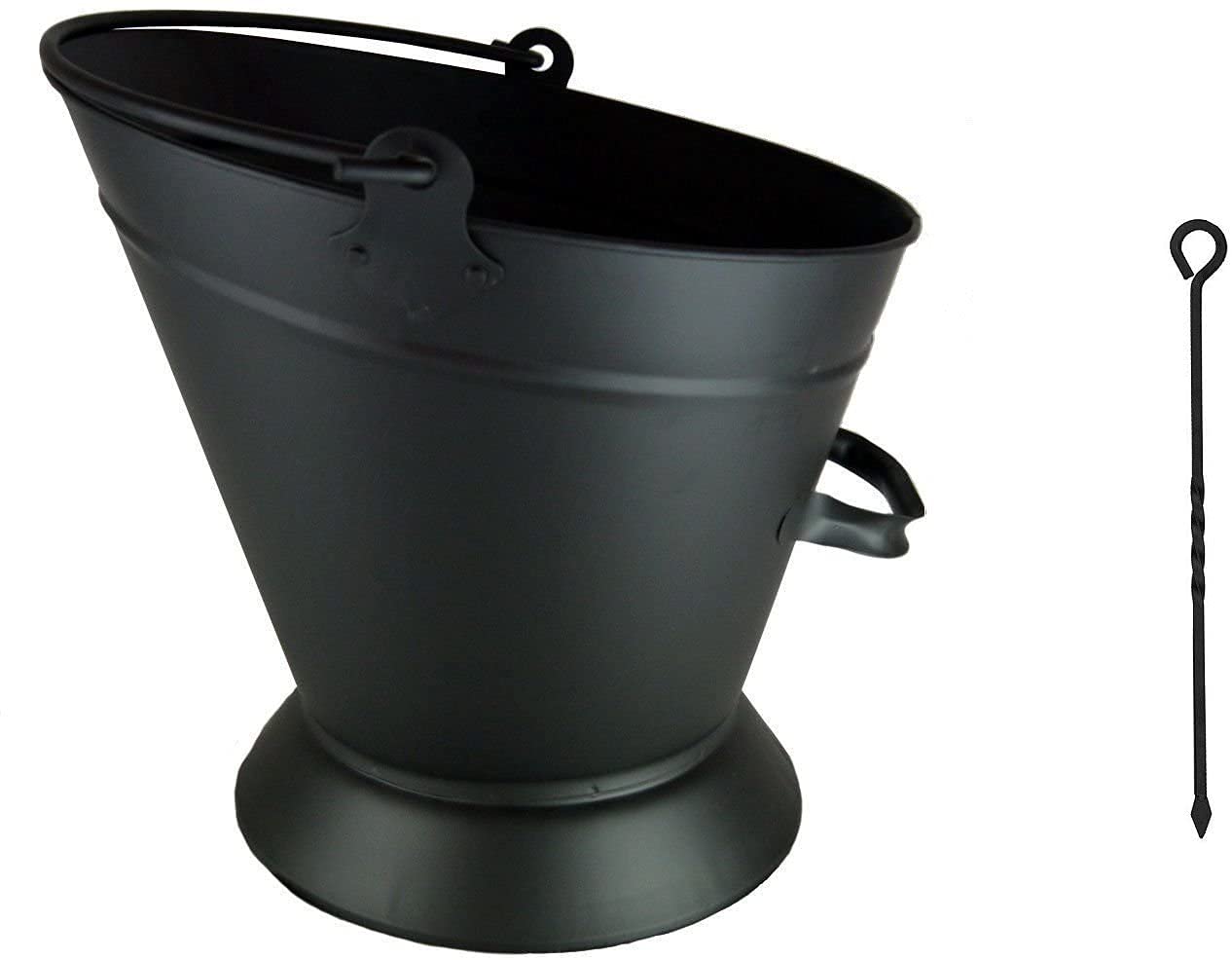 Srendi® Black Waterloo Bucket Heavy Duty Steel Black Waterloo Coal Bucket with Free Poker