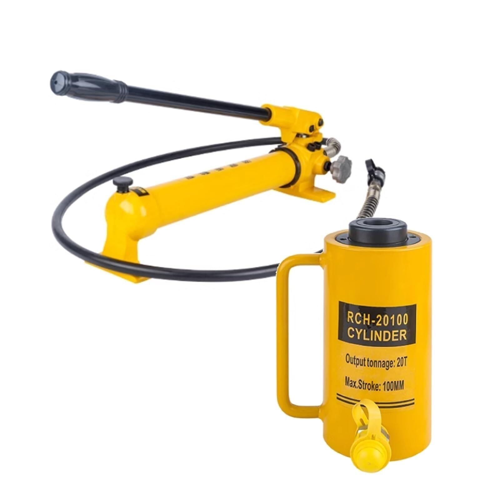 Podnośnik hydrauliczny z pompką ręczną, wydrążony siłownik jednostronnego działania do operacji pchania i ciągnięcia, pusty cylinder hydrauliczny (skok 20T-10.2 cm + pompa ręczna CP-700)