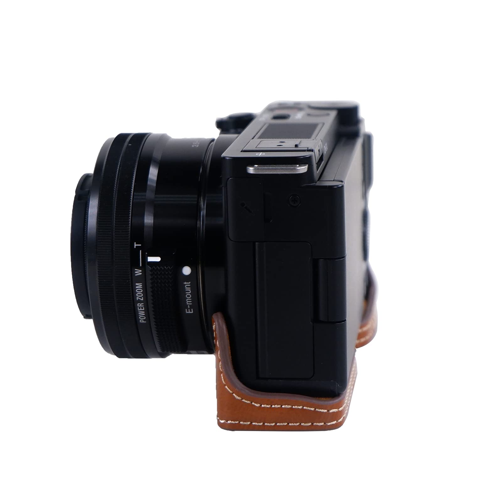 Étui En Cuir PU Pour Sony ZV-E10 - Protection Vintage Avec Sangle - Café