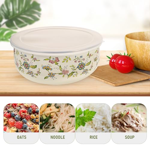 Juego de 5 tazones de esmalte con tapas para cocina miniatura 7