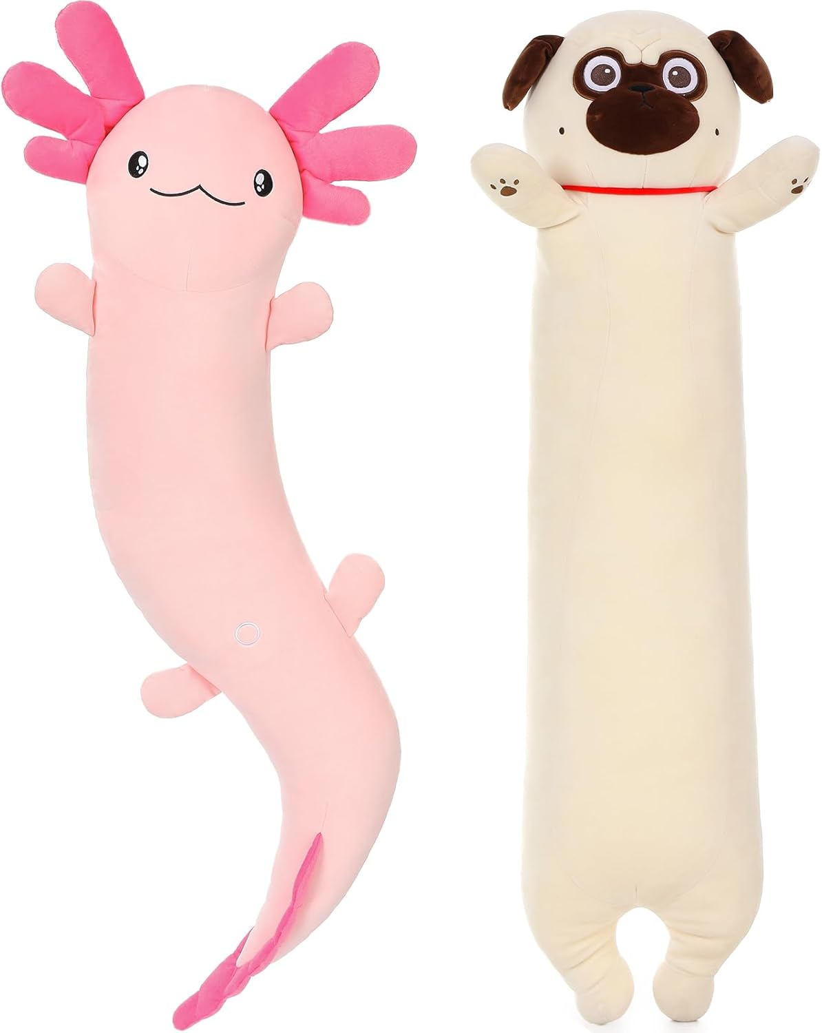 Tezituor Pink Axolotl Stuffed Animal & Pug Plush Pillow