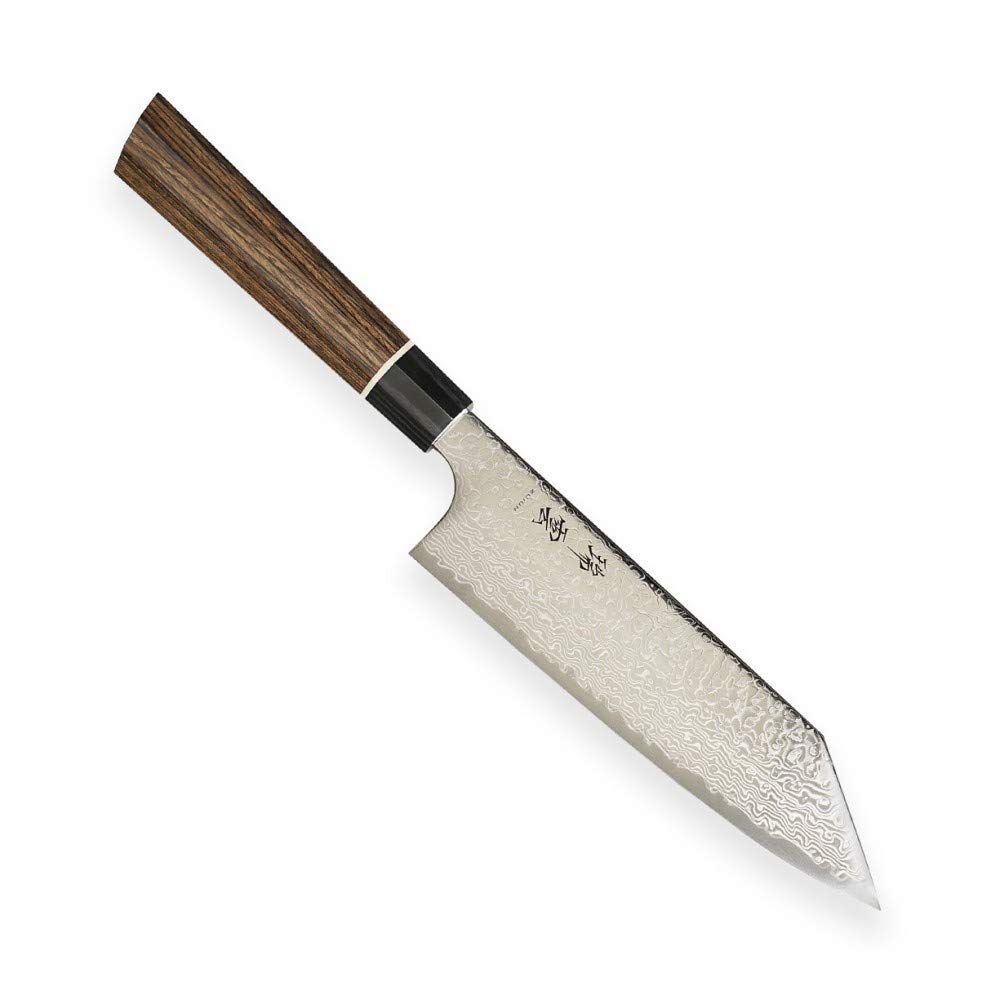 KIRITSUKE/Nóż Santoku – nóż kuchenny, nóż szefa, nóż do mięsa, nóż uniwersalny i japońska stal proszkowa SG2, 62 warstwy stali damasceńskiej i 7-kątny uchwyt z drewna Pakka, ostrze 180