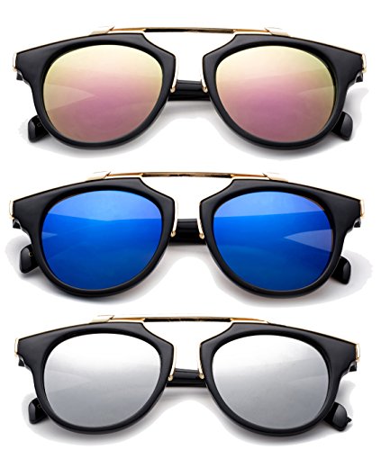 Designer Inspired Kids Girls High Fashion Sunglasses Metal Bridge Plastic Frame