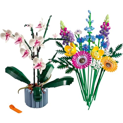 Icons Bundle Botanico: Include Bouquet Fiori Selvatici (10313) e Orchidea (10311), Set Collezione Botanica con Piante Artificiali, Artigianato Fai da Te per Adulti, Regalo per Casa, Lei o Lui - Lego - Immagine 1