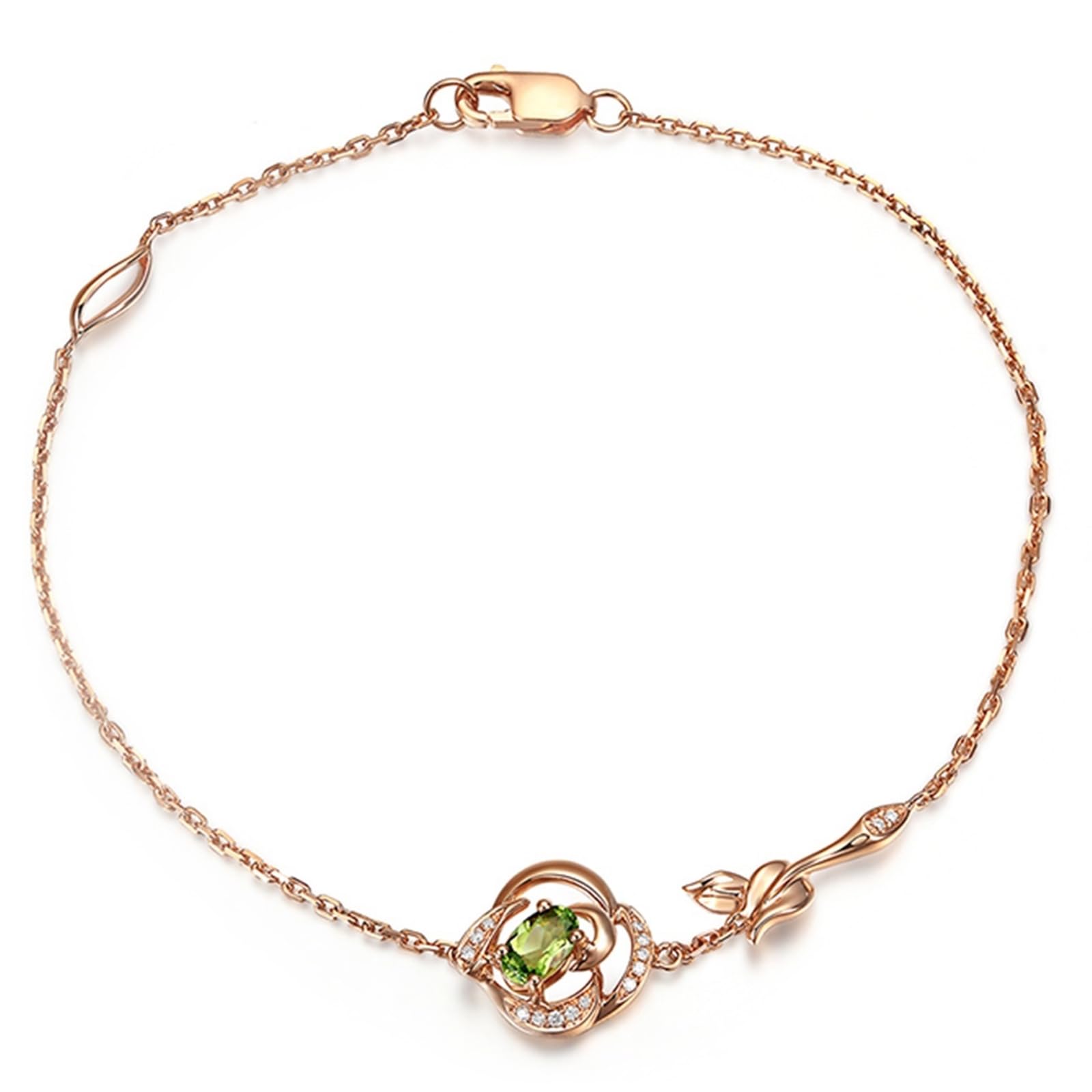 Bracciali Oro Rosa 750/585/375, Bracciale Donna con Tormalina 0.244ct 16-20 cm con Diamante, Braccialetto da Sposa Fidanzati