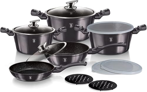 Berlinger Haus 13 Piece Marble Coating Cookware Set - Carbon Pro Edition