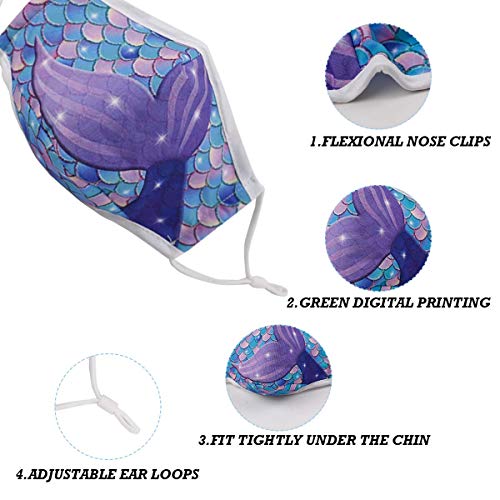 Kids Face Bandana Washable Cover, 3 Pcs Protection Cotton Fabric, Mask Fashion Protective Reusable Adjustable tapa bocas para niños cubre lavables for Outdoor, Gifts for Girls Boys (Fish/ice) - Thumbnail 5