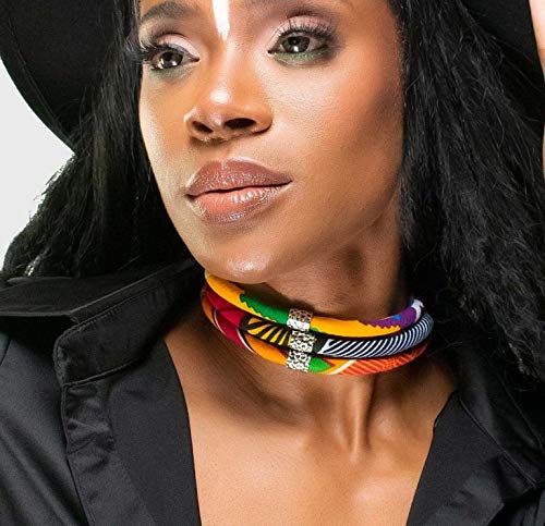 Vibrant Colorful African Print Choker | Red Orange Green Yellow Blue | Ankara Choker