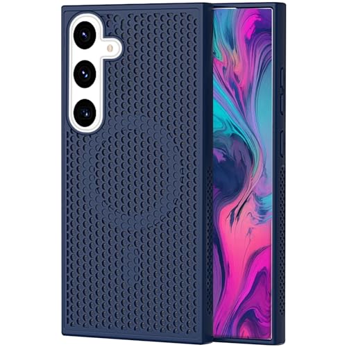 Ysnzaq Cooling Case for Samsung Galaxy S22, Support Wireless Charging & Car Mount, Honeycomb Phone Case for Samsung Galaxy S22 SR Blue