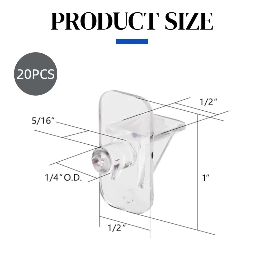 Shelf Clips - 20 Pack Plastic Shelf Pegs -2