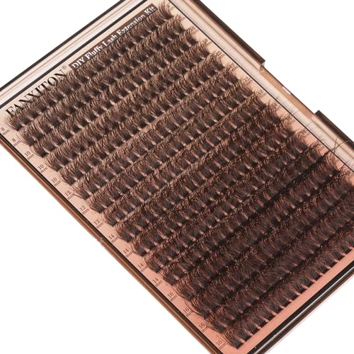 Image of Brown Lash Clusters 320 Pcs Lash Extension Kit DIY Eyelash Extensions Kit Natural Look Cluster Lashes D 8-16 MM Mixed Lash Bond and Seal Lash Tweezers for Lash Clusters Kit DIY at Home
