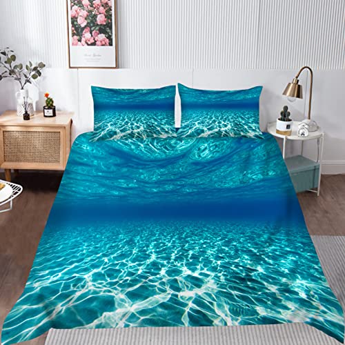 ANHOPE Ocean Duvet Cover Set Soft Comforter Cover Underwater Sea World Print Pattern 3 Piece Bedding Set including Pillowcase All Season Decor Quilt Cover with Zipper for Kids Adults Single Size - Image 2