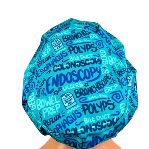 Gorro quirúrgico divertido para mujer azul y teal miniatura 2