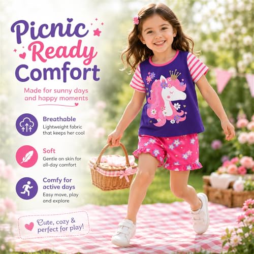 Image of VIKITA girls summer clothes toddler tshirts & shorts clothing sets cute birthday gifts for little kids