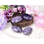 LAIDANLA Amethyst 2.4" Large Palm Stone Healing Crystals Natural Gemstones Calming Effects Energy Balancing Reiki Polished Worry Stone Cleansing Protection Anxiety Stress Relief Therapy 1PC - Image 3