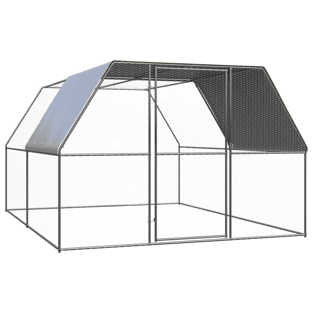 Jaula para pollos al aire libre, 3 x 4 x 2 m, acero galvanizado, jaula para gallinas, conejos, gansos, palomas y codornices, color plateado y gris plateado