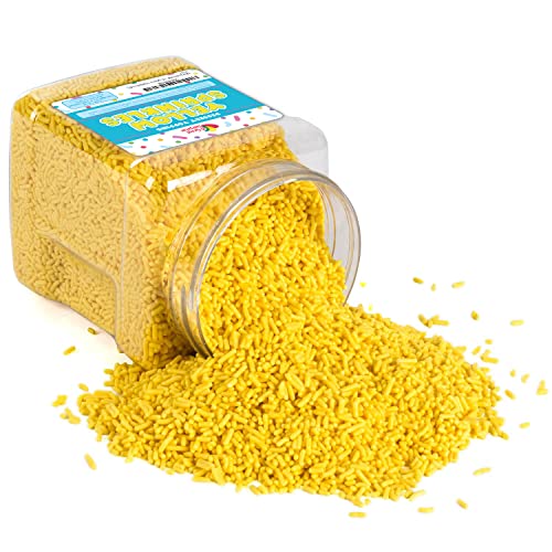 Yellow Sprinkles - 1.6 Lb Bulk Dessert Toppings - Colorful Jimmies For Baking - Yellow Sprinkles In Resealable Container - Sprinkles For Cupcakes, Ice Cream, Cookies, Cake Decorating #TOP2