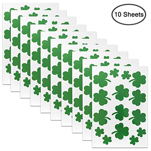 YuCool 150 Pieces Clover Stickers, Lucky Shamrock Window Wall Decal for Office School Home St.Patrick's Day Party Decorations
