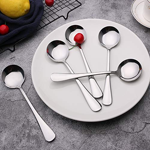 20 Piece Soup Spoons, Round Stainless Steel Bouillon Spoons Round Spoons 6.7 Inch #TOP4