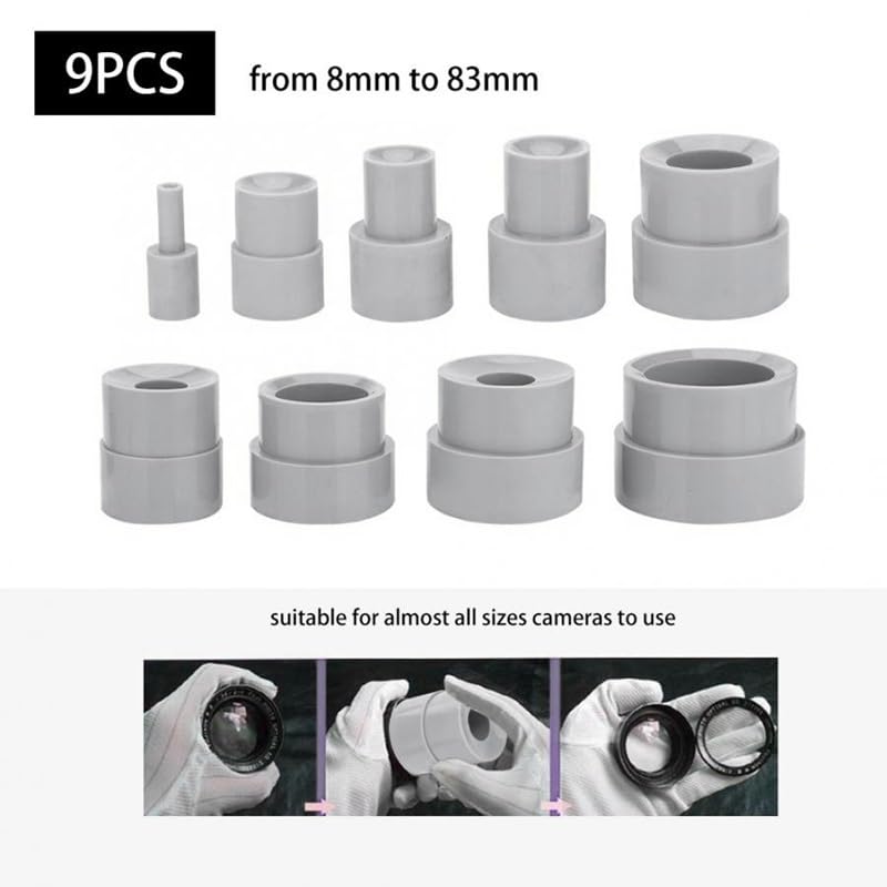 Kit di strumenti for la riparazione di lenti in gomma da 9 pezzi, strumento di rimozione dell'anello for accessori fotografici for obiettivi DSLR da 8-83 mm