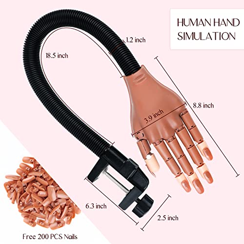 Saviland Practice Hand For Acrylic Nails, Flexible Moveable Fake Hands, Manicure Trainng Hand Nail Kit For Beginners, Movable Nail Maniquin Hand With 200Pcs Nail Tips, Nail Glues, Brush And Clipper #TOP3