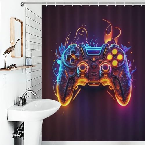 Rideau de douche contrôleurs de jeu imperméable lavable avec 12 crochets - 6