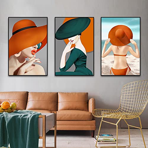 Peinture chapeau champagne lady pour sublimer un mur de salon moderne sans cadre