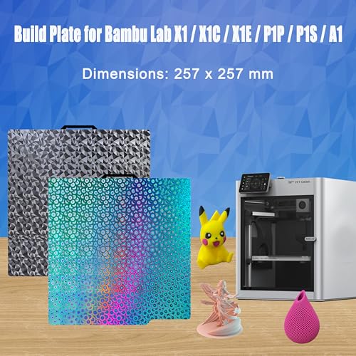 Image of Double Sided Textured PEO PEK Build Plate for Bambu Lab X1 /X1C /X1E /P1P /P1S /A1, Flexible Diamond PEO+Kaleidoscope PEK Spring Steel Plate 257x257mm for Bambu 3D Printers