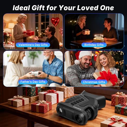 Image of WOSPORTS 4K Night Vision Goggles - 48MP Photo, up to 80x Magnification, 10X Optical & 8X Digital Zoom, 1015FT Vision, 3 inch Screen, 5000mAh Rechargeable Battery, Outdoor Camping, Gift for Men
