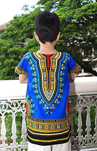 Image of RaanPahMuang Unisex Bright Africa Classic Childrens Dashiki Cotton Shirt Boys Girls