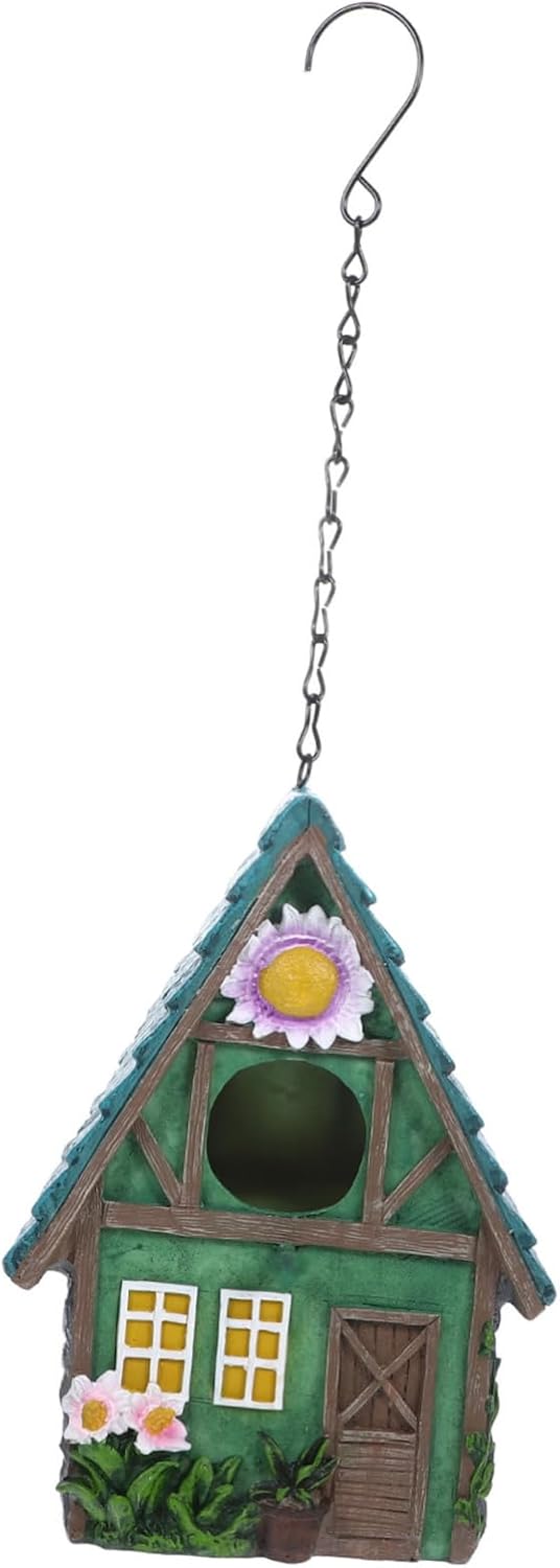 Kisangel 1pc Bird Nest Hanging Resin Bird Houses for Garden Cute Birdhouses for Outdoors Handmade Bird House Garden Decoration Decorative Outdoor Bird Houses Handwork Birds Shelter Colorful