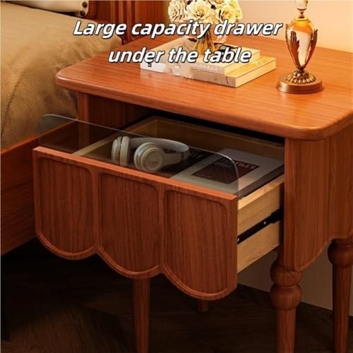 Modern Wood Bedside Table - Stylish Nightstand with Wave Texture, Durable Accent Side Cabinet for Bedroom, Living Room, and Home Decor - Sleek Design, Space-Saving