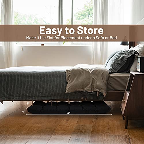 Giantex Floor Sofa Chair Video Gaming Chair with 14 Adjustable Position, Padded Back Support Floor Cushioned Seat, Folding Lazy Chair for Meditation, Reading, Watching, Living Room Recliner(Black) - Thumbnail 7