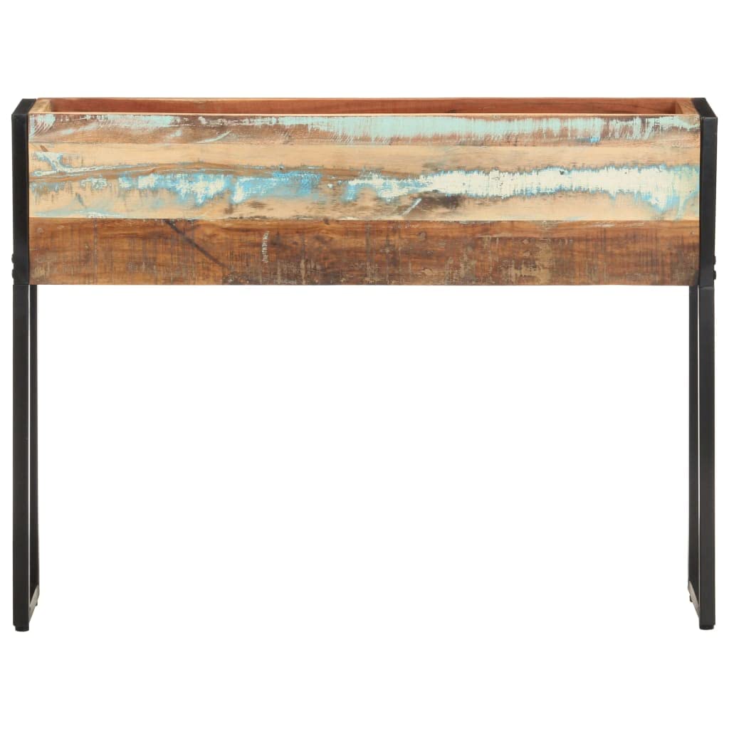 Donica drewniana 90x20x68 cm z litego drewna odzyskanego, skrzynia ogrodowa na kwiaty warzywa zioła, podwyższona donica na balkon taras z metalowym stelażem, meble ogrodowe vintage do przechowywania