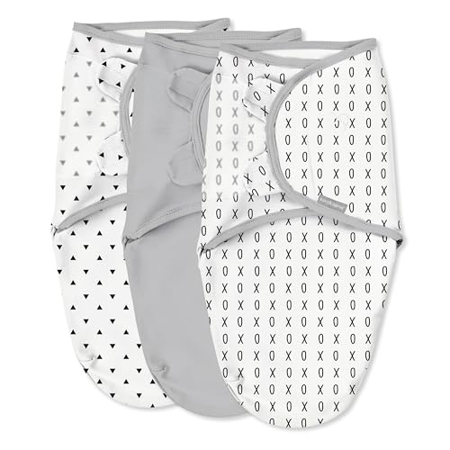 Image of SwaddleMe by Ingenuity Original Swaddle, 100% Cotton, Improves Sleep & Calms Startle Reflex, 0-3 Months, 3-Pack - Xoxo
