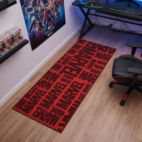 Image of Athom Living Red Marvel Runner Carpet 2x4.5 Ft, Soft Printed Mat with Anti-Skid Backing, Durable Washable Runner for Kids Bedroom, Play Area & Playroom Decor