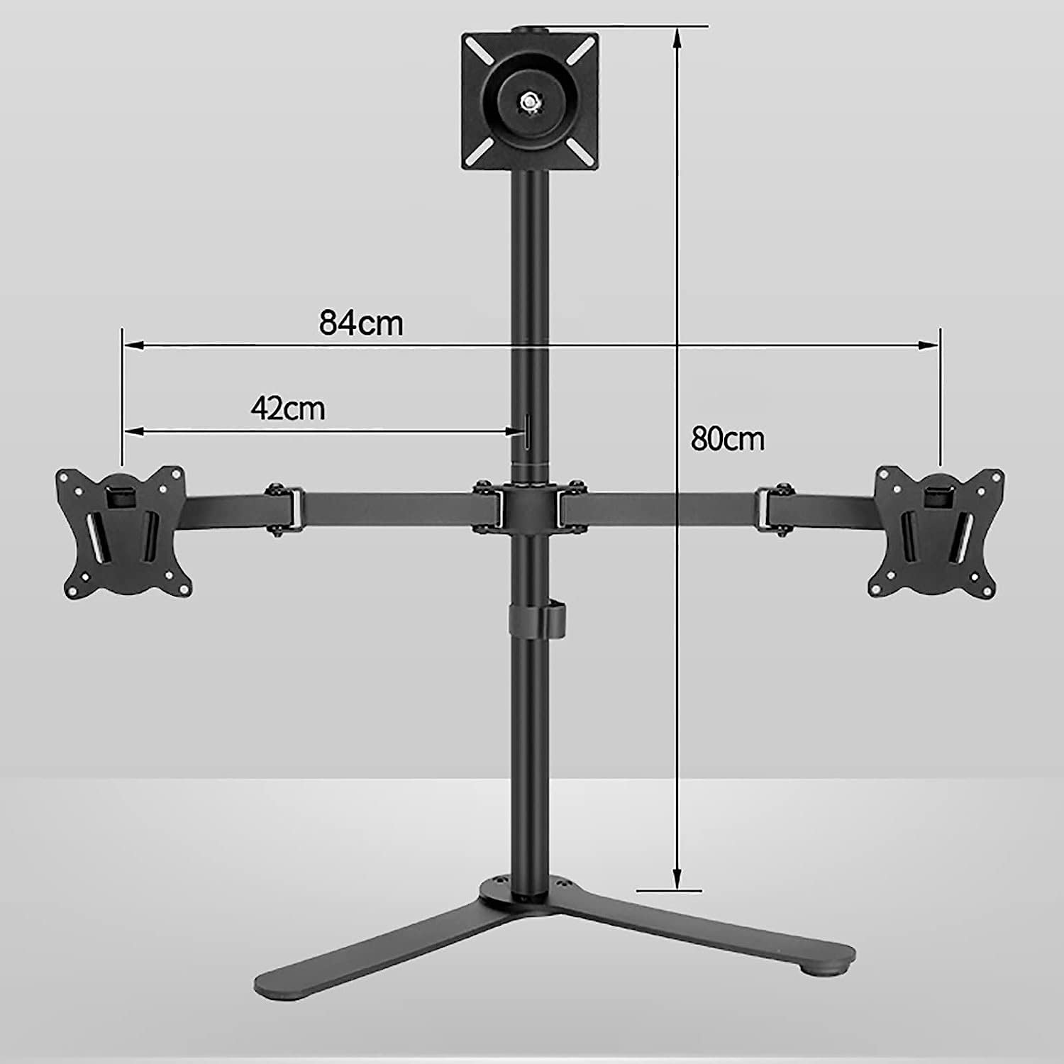 Supporto Universale per TV, Multifunzione, per Tre Monitor, Tre Bracci Regolabili per impieghi gravosi con Base in Metallo, per Tre schermi TV da 27 Pollici.