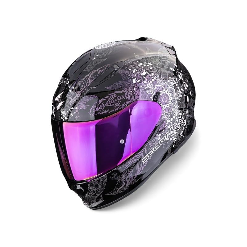 Casco Integrale Moto Scorpion EXO-491 Nero Viola Omologato ECE 22.06 con Visierino Solare (XXS)